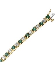 14K Yellow Gold Emerald and Diamond Bracelet -- LIFETIME WARRANTY