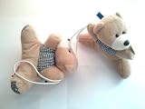Blush Teddy Bear Window Curtain Clasps Tie Holder / Holdback (5.1 X 5.9, Beige)