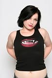 Skulbone Ladies Vampire Teeth Beater Shirt FEED Glowing Vampire Teeth