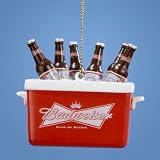 Happy Hour Budweiser Beer Bottles in Red Cooler Christmas Ornament 2.5