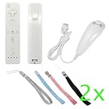 GTMax White Remote Controller +White Nunchuck Controller + 5 Wrist Straps ( ....