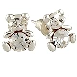 Handcrafted Likely Bear Clear Crystal Earrings Animal Stud,mother''''s Day Gifts
