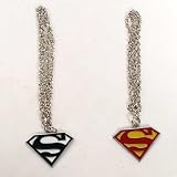 Superman Logo Shaped Pendant Necklace Chain 2pcs