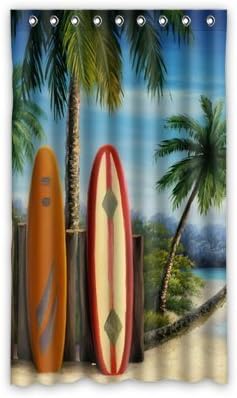Custom Beach Palm Tree Skateboard Window Curtains/drape/panels/treatment Polyester Fabric Bedroom 50"x84"