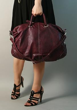 Duffle Bag with Braided Handle in Purple