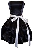 Strapless Satin Bubble Dress Cocktail Gown Prom, M, Black