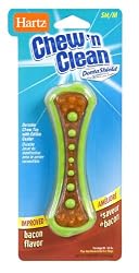 Hartz Chew N' Clean Assorted Colors Dental Duo Toy and Edible Dog Chew, Small