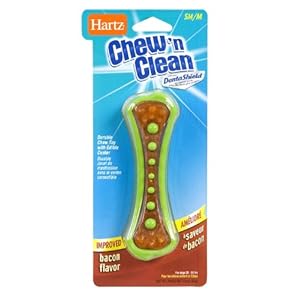 Hartz Chew N' Clean Dental Duo Toy and Edible Dog Chew Medium, Assorted Colors