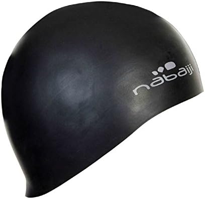 AJIM [310] Silicone Swim Cap for Recreational Swimming (Black, Adult)