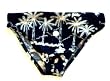 Mens Nylon/Lycra Drawstring Swimwear Bikini Brief with Seamless Front. Tropical Print in Black or Navy Sizes 30-36