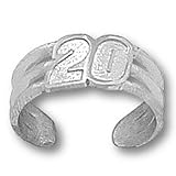 10K White Gold Officially Licensed Joe Logano "#20" NASCAR Toe Ring