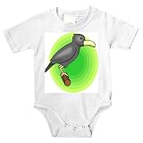 Onesie with crow, cartoon, bird, black