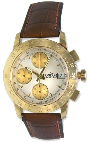 Condor Automatic Chronograph Tachymetre Scale 18k Gold Mens Strap Watch Date 18kt Condor Automatic Chronograph Tachymetre Scale 18k Gold Mens Strap Watch Date 18kt