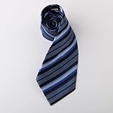 IMAGE OF Blue Stripes Woven Poly Neckie Gift Box Set youth dress shirt Wise Tie Set W1176