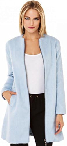 Babyhclub Concise Collarless Double Pocket Zipper Placket Female Woollen Overcoat