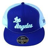 NBA New Era Los Angeles Lakers Fitted Trucker Hat - Blue / White Mesh - Size 7 1/4