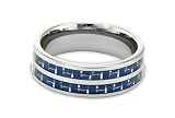 Tungsten Carbide Ring With Double Blue Carbon Fiber Inlay (8.mm)