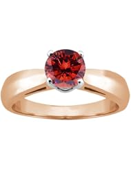 0.80 Ct Round Cognac Red SI1/SI2 Diamond 14K Rose Gold Ring