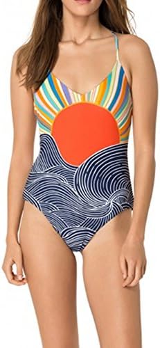 GLGG Women's Sexy V Neck Lace Up Swimsuit Multicolored One Piece Bikini(FBA)