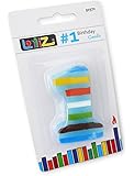LolliZ&reg; #1 First Birthday Candle. Pack of 1. Colorful Stripes. Gender Neutral