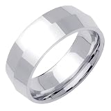14K White Gold Knife Edge Mens Wedding Band Ring 8mm