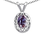 0.50 cts Oval Lab Created Alexandrite Pendant - 14kt White or Yellow Gold