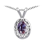 0.50 (1 2) cttw Oval Lab Created Alexandrite Pendant - 14kt White or Yellow Gold