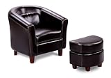 Product details for Brown leather like childs size club chair and ottoman