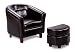 Brown leather like childs size club chair and ottoman