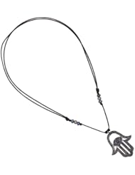 Sterling Silver Charm Necklace Hamsa Evil Eye Pendant Blue Sapphire Diamond Macrame Gift Jewelry