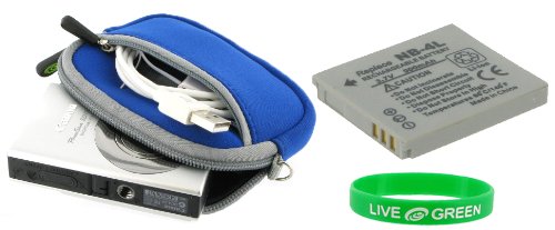 2n1 - Neoprene (Dark Blue) Sleeve Case and KLIC-8000 Battery for Kodak EasyShare Z1485 Digital Camera Black