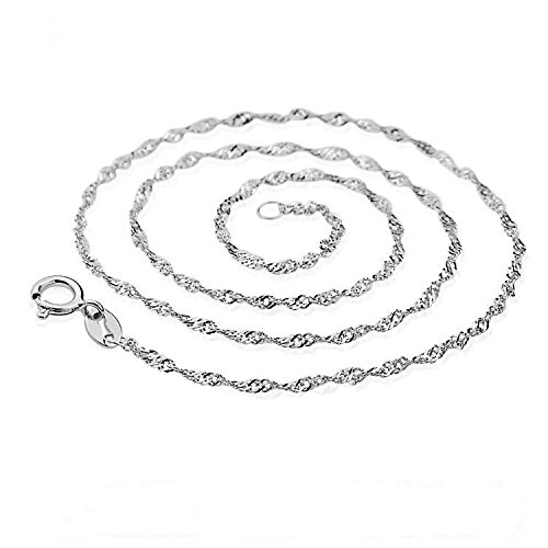 Kathy Mall Sterling Silver Fine Cable Nickel Free Chain Necklace / Wave Chain/ Clavicle Chain(17in-2mm) L-w