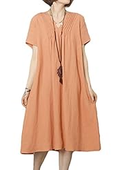 V-neck Summer 2015 Linen  Dress