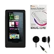 GTMax Clear Black Skin Soft Cover Case + LCD Screen Protector + Black Soft Gel Earbud Headset for Microsoft Zune HD