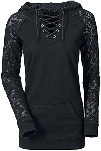 Zace Women Fashion Lace Bandage Tops Hoodies Pullover Slim Fit Sweatshirt XL