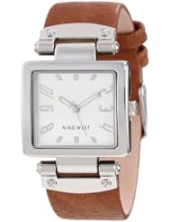 Nine West Womens NW/1339SVHY Square Silver-Tone Honey Strap Watch