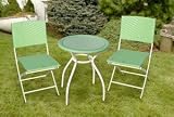 Wicker Bistro Set -Green - White Frame