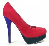Colorblock Faux Suede Round Toe Pump brg