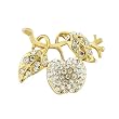 Gold Tone Rhinestone Apple Branch Brooches Pin