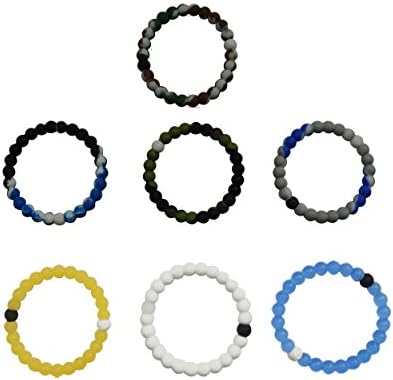 7 PCS Novelty Charm Colorful Small Round Silicone Beaded Bracelet Bangles (White &amp; Yellow &amp; Ocean Blue &amp; Camo Green 1# &amp; Camo Green 2# &amp; Camo Blue 1# &amp; Camo Blue 2#, Large)