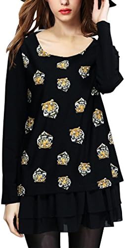 Rise World Women's Sexy Tiger Print Dress Black Size 3XL