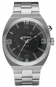 Diesel #DZ1413 Men's Stainless Steel LED Red Light Analog Black Dial Watch