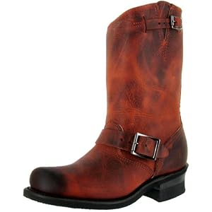 Buy FRYE Engineer 12R Ladies Rugged Buckle Casual Western Leather Boots Shoes Burnt Red by FRYE