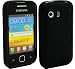 WalkNTalkOnline - Samsung S5360 Galaxy Y Black 'S' Wave Hydro Gel Protective Case + FREE SCREEN PROTECTOR/FILM/FOIL (3 LAYER TECHNOLOGY) & MICROFIBRE CLOTH