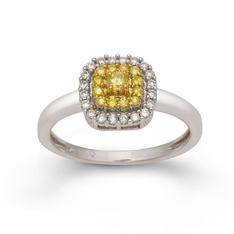 SALE Natural Yellow and White Diamond Womens Halo Engagement Ring 14k White Gold (G-H Color SI2-I1 Clarity 0.33... SALE Natural Yellow and White Diamond Womens Halo Engagement Ring 14k White Gold (G-H Color SI2-I1 Clarity 0.33...