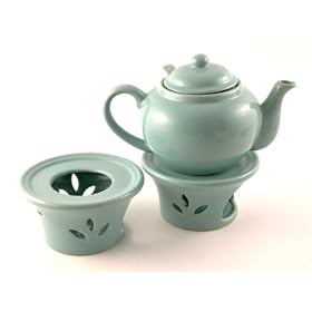 Ceramic Tea Candle Teapot Warmer, Seafoam Green by Old Amsterdam Porcelain Works
