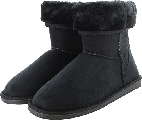 Womens Fur Mid Calf Boots Low Fashion Shoes Faux Winter Warm Suede Sheepskin