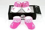 Nike Air Jordan Newborn Infant Baby Booties Socks Pink and White W air Jordan Logo Size 0-6 Months