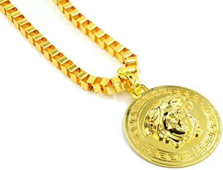 Triumph®(Fullfilled By Amazon) Men's 18K Gold Plated Medusa heavy metal hip hop style Pendants Necklace