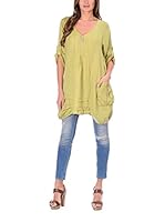 100% lino Blusa Cecilia (Verde Claro)